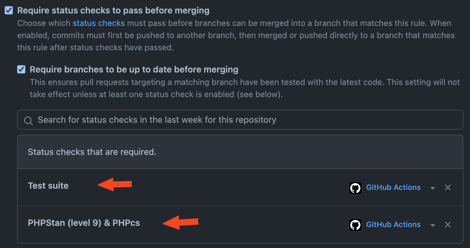 Protected branch settings